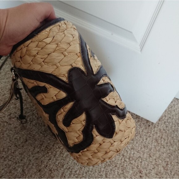 Brighton Scroll weaved straw tote purse leather - butterfly design - Picture 4 of 16